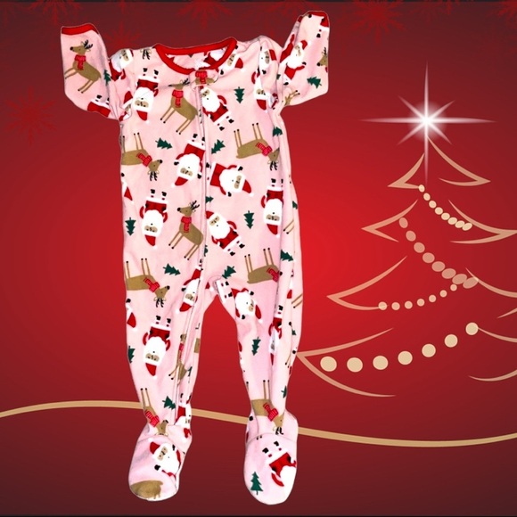 Carter’s Size 18M Santa & Reindeer Full Zip Christmas Footie Pajama - Picture 1 of 4